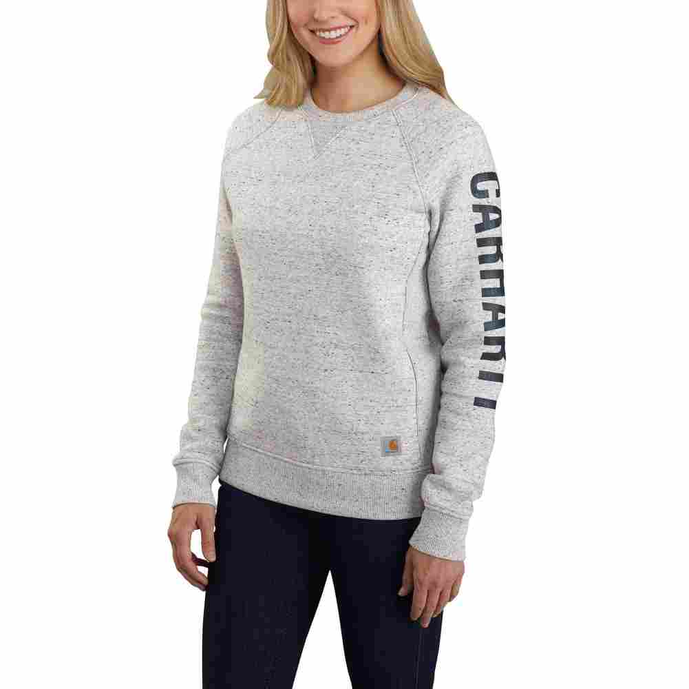 Relaxed Fit Midweight Crewneck Block Logo Sleeve Graphic Sweatshirt