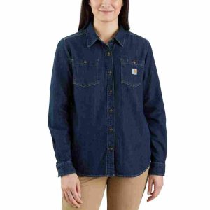 Relaxed Fit Midweight Denim Long-Sleeve Shirt