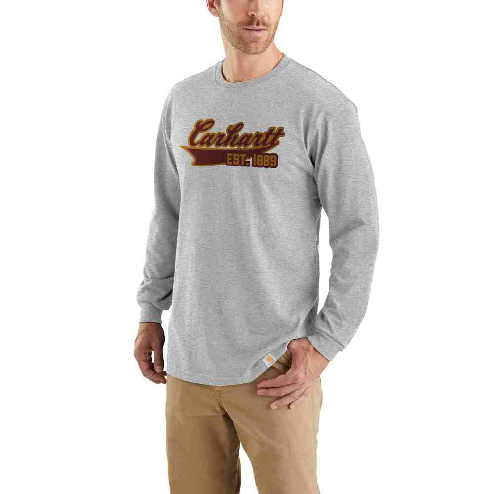 Relaxed Fit Heavyweight Long-Sleeve Script Graphic T-Shirt