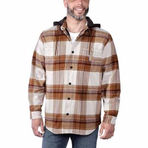 Rugged Flex? Relaxed Fit Flannel Fleece Lined Hooded Shirt Jac