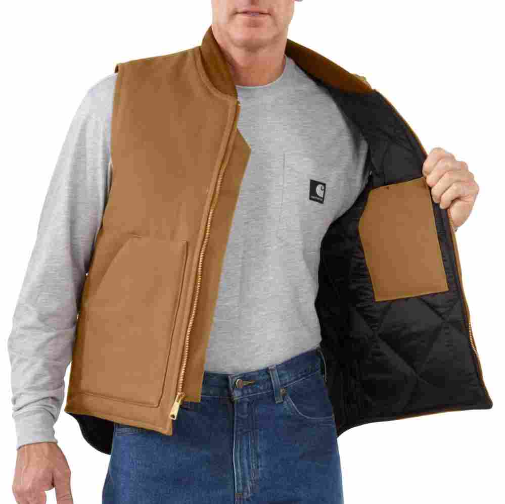V01 Relaxed Fit Firm Duck Insulated Rib Collar Vest - Image 3
