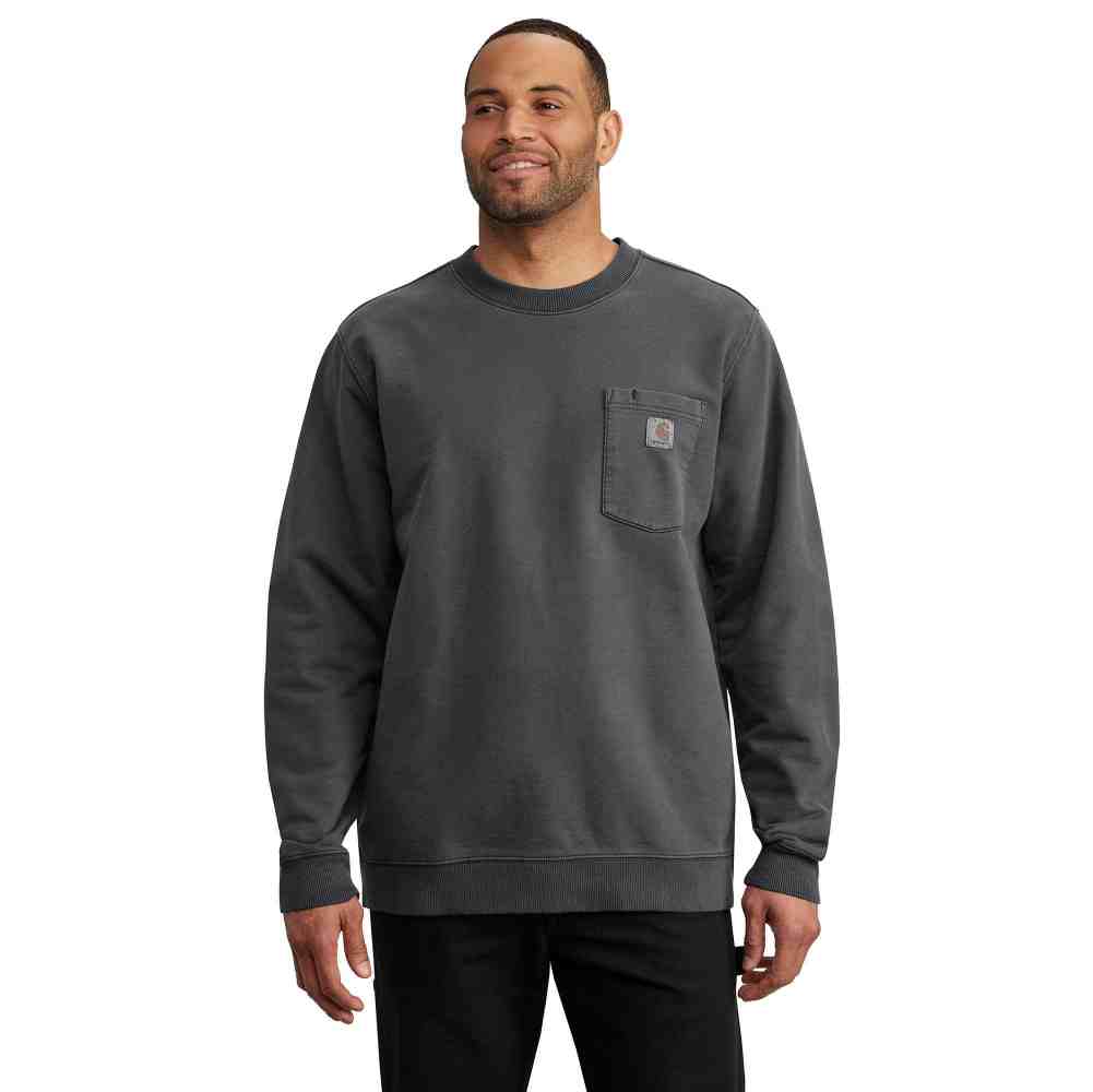 Relaxed Fit Midweight Garment Dye French Terry Crewneck Pocket Sweatshirt