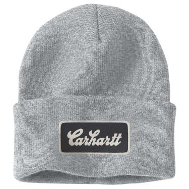Knit Cuffed Script Patch Beanie