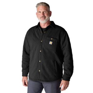 Rain Defender? Loose Fit Heavyweight Quilted Snap Front Shirt Jac